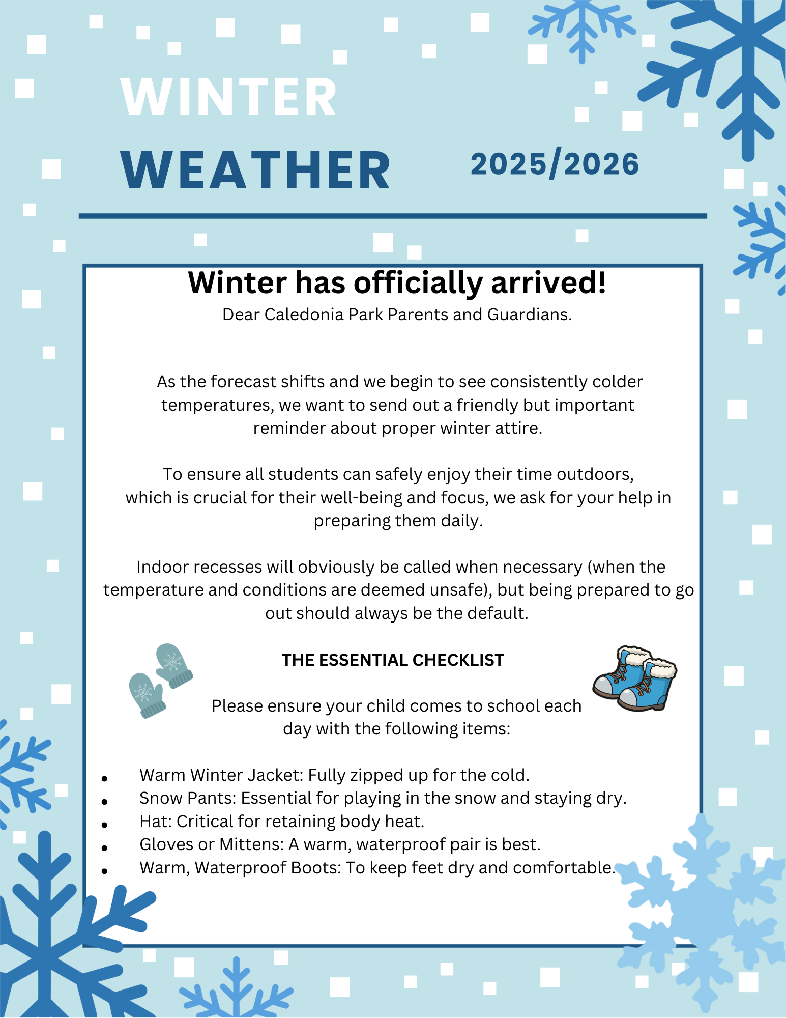 Winter Weather Notice 1 